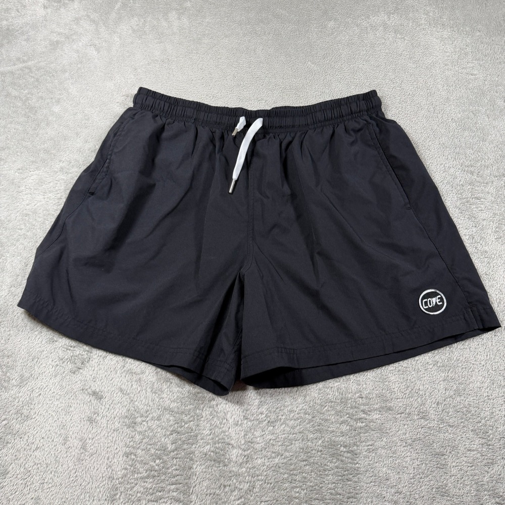 Cove USA Gym Shorts Men 36 Black Elastic Drawstring 5" Volleyball Beach Athletic